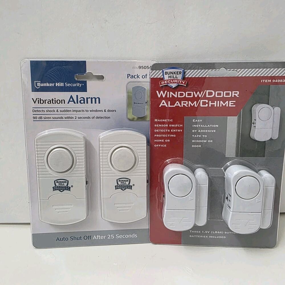 Bunker Hill Wireless Home Security Door & Window Alarm Kit 4 Sensors White New